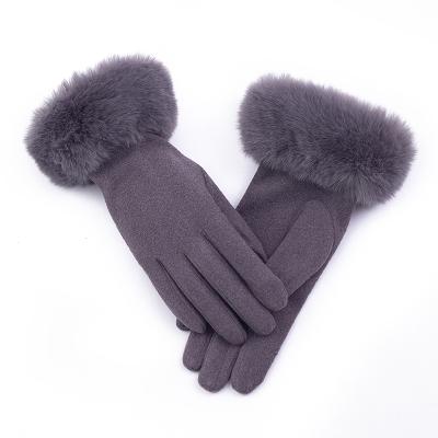 China Plain Factory Direct Sales Faux Wool Arm Warmers Fashion Touch Screen Women's Warm Gloves for sale