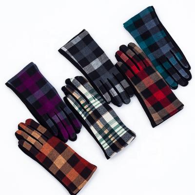 China New Design AB Double Face Women Micro Plaid Single Gloves Velvet Warm Gloves for sale