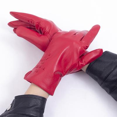 China Factory Direct Sales Women's Hot Black Leather Gloves Plain for sale