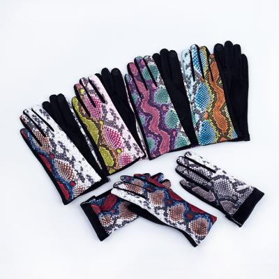 China Newest hot selling coustomized women everyday life snake skins grain touch screen gloves women winter colorful gloves for sale