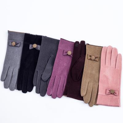 China Elastic Women's Daily Lifestyle Touch Screen Gloves Women's Stretch Warmth Gloves With Bow for sale