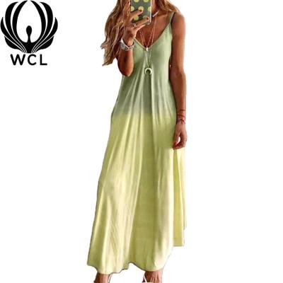 China Gradient Polyester Design Beachwear Maxi Dresses Long Dress Wom Anti-Static Slim Slim Diet Lady Classy Elbise for sale