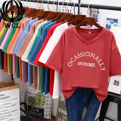 China Color Print Cotton Shorts QUICK DRY Solid Sleeve Plus Size Kaos Murah Camiseta De Moda For Women Girls T-shirts for sale