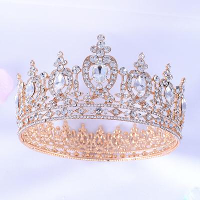 China Wedding Baroque Crown Hair Accessories 2023 ab Crystal Round Crown Beauty Bride Pageant for sale