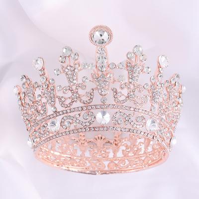 China Wedding New Court To Style Bridal Headdress Tiaras Ally Full Circle Round Rhinestone Baroque Bridal Crown for sale