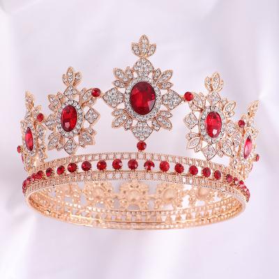 China New Amazon headdress wedding rhinestone round crystal alloy bride's hot wedding beauty pageant crown big beauty for sale