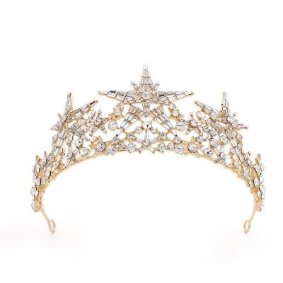 China Wedding Crystal Diamond Pageant Queen Star Crown Women's Hair Accessories Party Wedding Headdress Rhinestone for sale