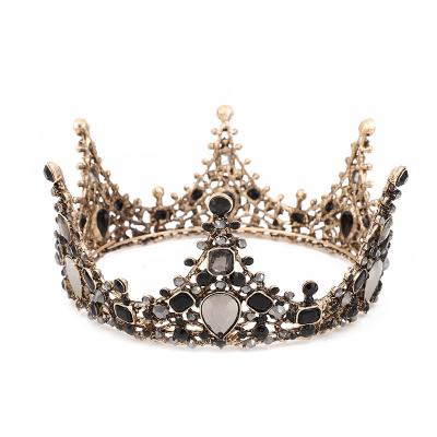 China Wedding Round Baroque Luxury Bridal Crown Rhinestone Crown Beauty Pageant Crown Hair Accessories for sale