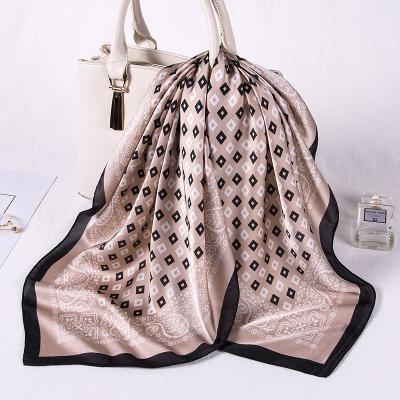 China Polyester 2021 Spring Neck Scarves Accessories Adjust Luxury Silk Scarf Women 70*70cm Square Scarf for sale