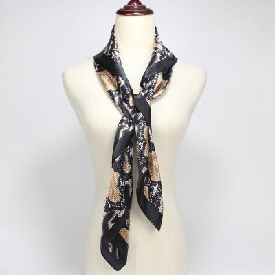 China 20210New Stain Chiffon Women Snake Square Scarf Large Print Monochrome Satin Muslim Headscarf Satin Imitate Silk Arabic Square Shawl for sale