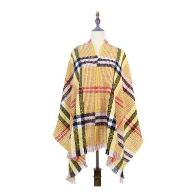 China Polyester 2021 Wholesale Women Loop Oversized Warm Blanket Poncho Scarf Shawl Cape Yarn Vintage for sale