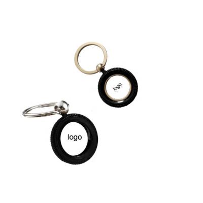 China Promotion Circle Trolley Coin Metal Round Tire Pattern Key Key Chain Holder With Car Brand Logo for sale