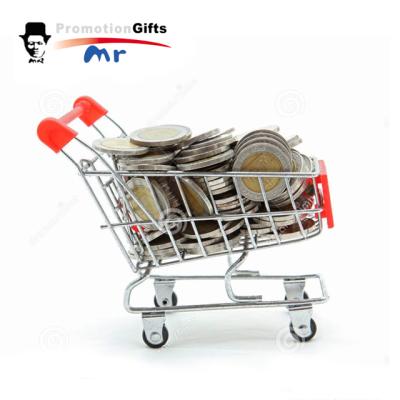 China Promotional Gold Metal Shopping Cart Coin Turbo Plated Key Chain for sale