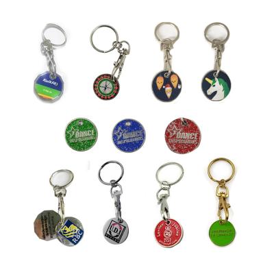 China Fashion Metal Custom Key Ring Soft Enamel Key Chain Shopping Trolley Trolley Token Coin For Supermarket for sale