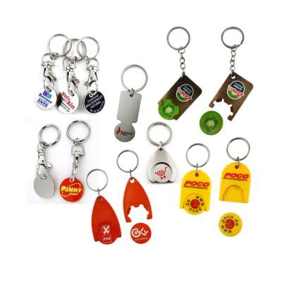 China Fashion Custom Design Metal Key Chain Supermarket Shopping Cart Chip Trolley Token Coin Key Chain for sale