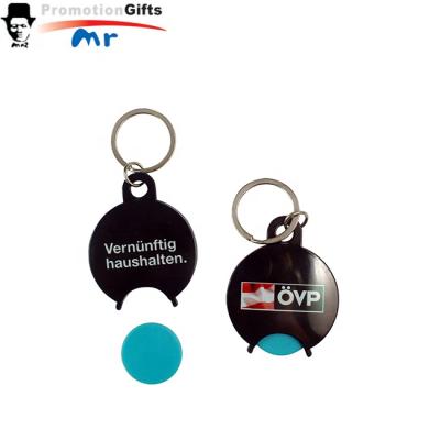 China Europe Plastic Shopping Trolley Coin Keychain With Custom Logo for sale