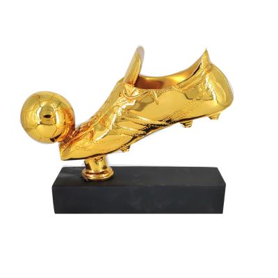 China Europe Hot Sale Custom Design Shoe Shape Fantasy Football Golden Soccer Boot Trophy for sale