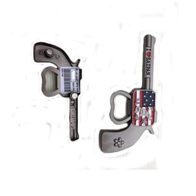 China Custom Viable New Design Metal Gun Shape With American Flag Fridge Magnet Bottle Opener For Souvenirs And Gifts for sale