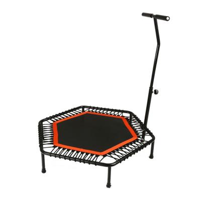 China Free Net Home Exercise Protective Gym 48inch Mini Trampoline With Handle Bar Safety Guard for sale