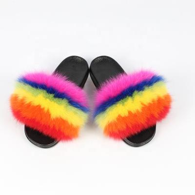 China Amazon Fox Fur Waterproof Funny Cute Indoor Slippers Slides Sandals for sale