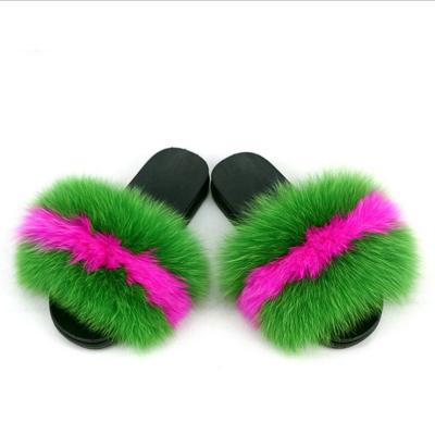 China Fashion Waterproof Luxury Custom Indoor Sandal Real Fox Fur Slippers Women Slippers for sale