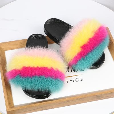 China Luxury Design Fox Fur Slippers Women Waterproof New Slippers Sandals for sale