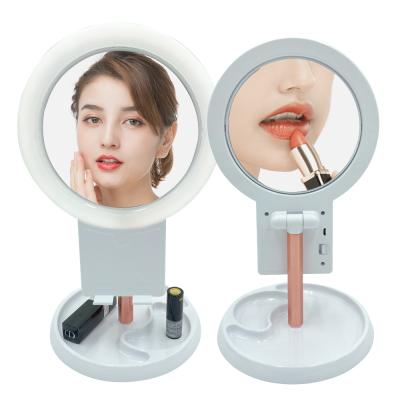 China 2020 Hot Selling Doubleside Mirror Beauty Portable Desktop Touch Screen LED Makeup Mirror Lighted Removable Lightr for sale