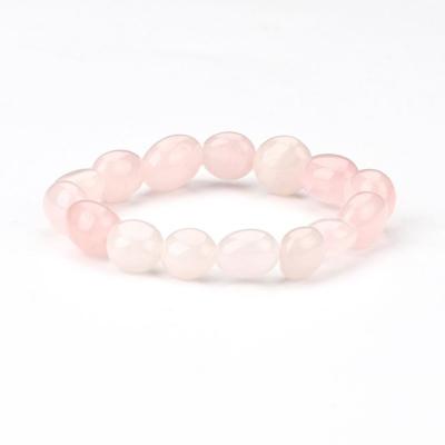 China Rose Quartz Healing Crystal Natural Stone Casual Bracelet Women Gift Tumbled Nugget Bracelet For Jewelry for sale