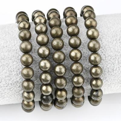 China FASHIONABLE for men and women fashion jewelry 8mm natural pyrite stone bead elastic bracelets healing bracelets for sale