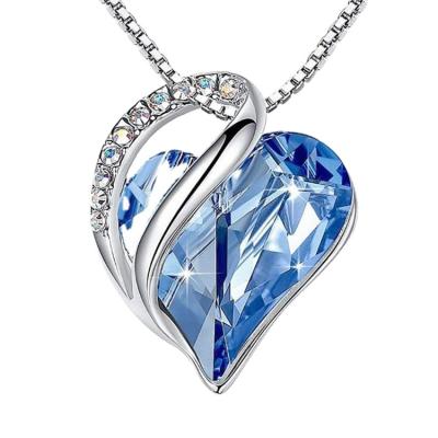 China FASHIONABLE Love Heart Infinity Pendant Necklace With Birthstone Crystals Jewelry Gifts Necklace For Women for sale