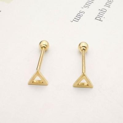 China New Fashion Solid Yellow Gold Triangle Stud Earrings Real Trendy Women 9K 14K 18K for sale