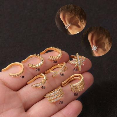 China FASHIONABLE Zircon U Shape Stainless Steel-Copper Cartilage No Clip Stud Piercing Earrings for sale