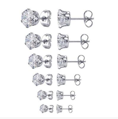 China CLASSIC Stainless Steel Earring Set Hypoallergenic Zircon 18K Gold Plated Classic Stud Earrings Jewelry for sale