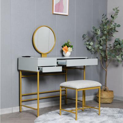 China (Others) new modern design adjustable bedroom furniture set metal and wood dressing table with mirror for sale