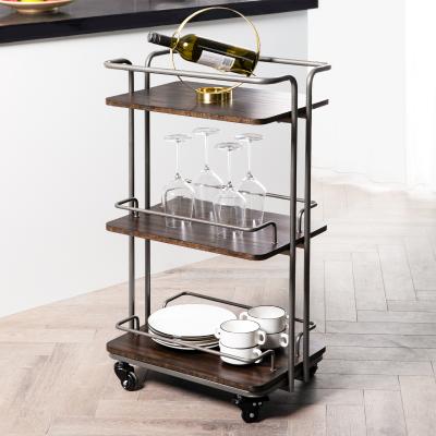 China Modern Simple Metal Serving Bar Cart Trolley For Retro Bar Party Dessert Home Bar Cart for sale