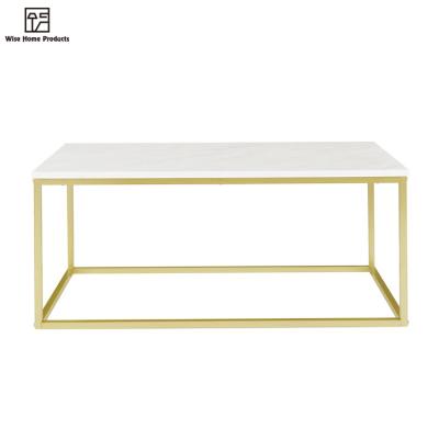 China White and gold extendable good quality modern marble coffee table for living room for sale