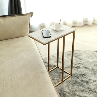 China (Others) Color Adjustable Modern Customized Furniture C Shape Wooden Top Rectangular Side Table For Living Room for sale