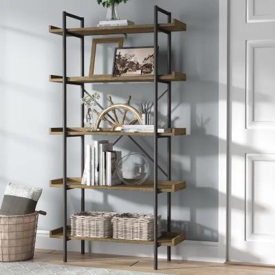 China Nordic Modern Living Room Furniture 5 Tier Living Room Shelf Wooden Shelf Display Rack for sale