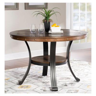 China Industrial Adjustable Metal Legs Round Wood MDF (Other) Style Dining Table for sale