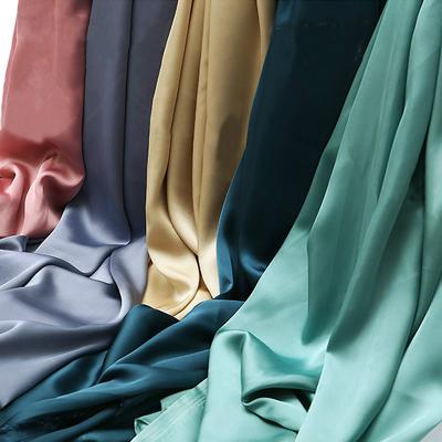 China Breathable 150cm Width Upholstery Fabric Soft Silky Solid Color 50D Satin Thin Fabric For Dress By The Meter for sale