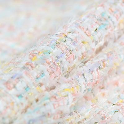 China Sustainable soft colored tweed fabric for coat dresses, by the metre, tulle vellum and sequin fabric for sale