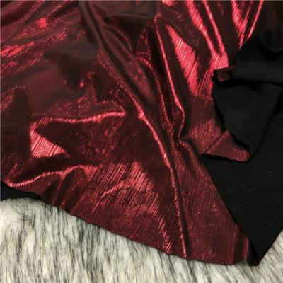 China Stretch red glitter stretch bronzing bright silver reflective knitted fabric for dress and pants, gold, black, blue, purple, per distributes for sale