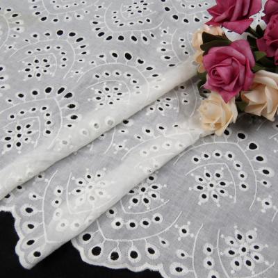 China Breathable Embroidery Anglaise Eyelet Embroidered Cotton Fabric Cotton Lace Up Fabric For Dress for sale