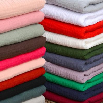 China Breathable Solid Double Gauze Muslin Fabric Cotton Fabric For Dress Shirt for sale