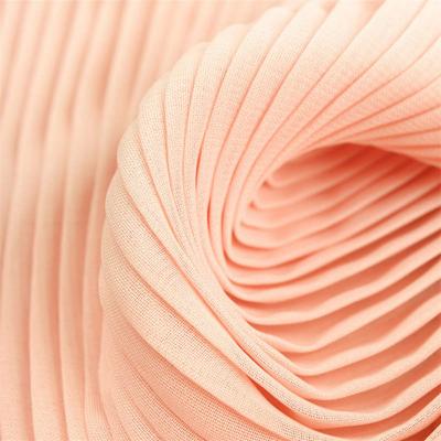 China Solid Color Breathable Soft Pink Chiffon Pleated Tulle Fabric For Dress Shirt Fabric, Black, Red, Yellow By The Yard for sale