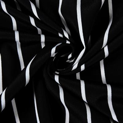 China Black and white striped dress shirt in QUICK DRY soft chiffon print fabric, by the meter for sale