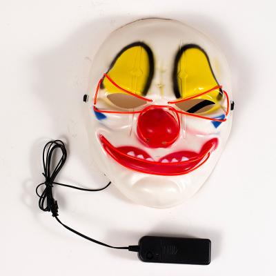 China PP Saw Arrival Clown Rave Mask Light Led Fiber Optic Luminous Halloween Led Face Mask for sale