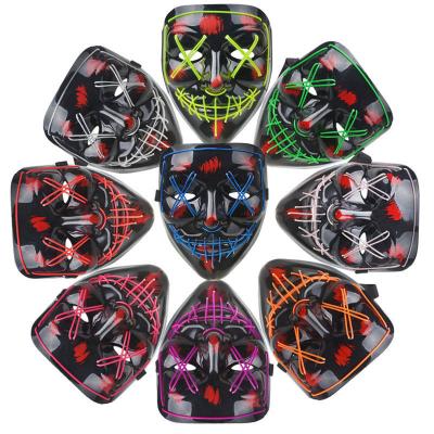 China Scary Mask Halloween Cosplay Mask PVC LED Led Costume EL Wire Light Up For Halloween Face Masks Led for sale