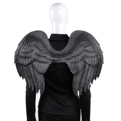 China Gray White Party Cosplay Carnival Costume Nonwoven Fabric Decoration Props Masquerade Extra Large Angel Wings for sale