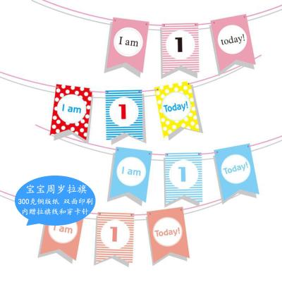 China Paper Customize Banner Happy Birthday Baby 100 Days Party Banners Flag Swallowtail Old Birthday Flag I am 1 Today Birthday Banners for sale